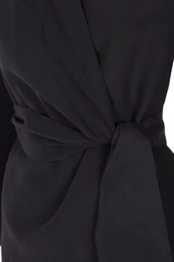 Simona, gray linen and silk wrap jacket