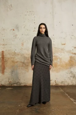 Snow, jersey de cuello alto en lana y cachemir gris melange