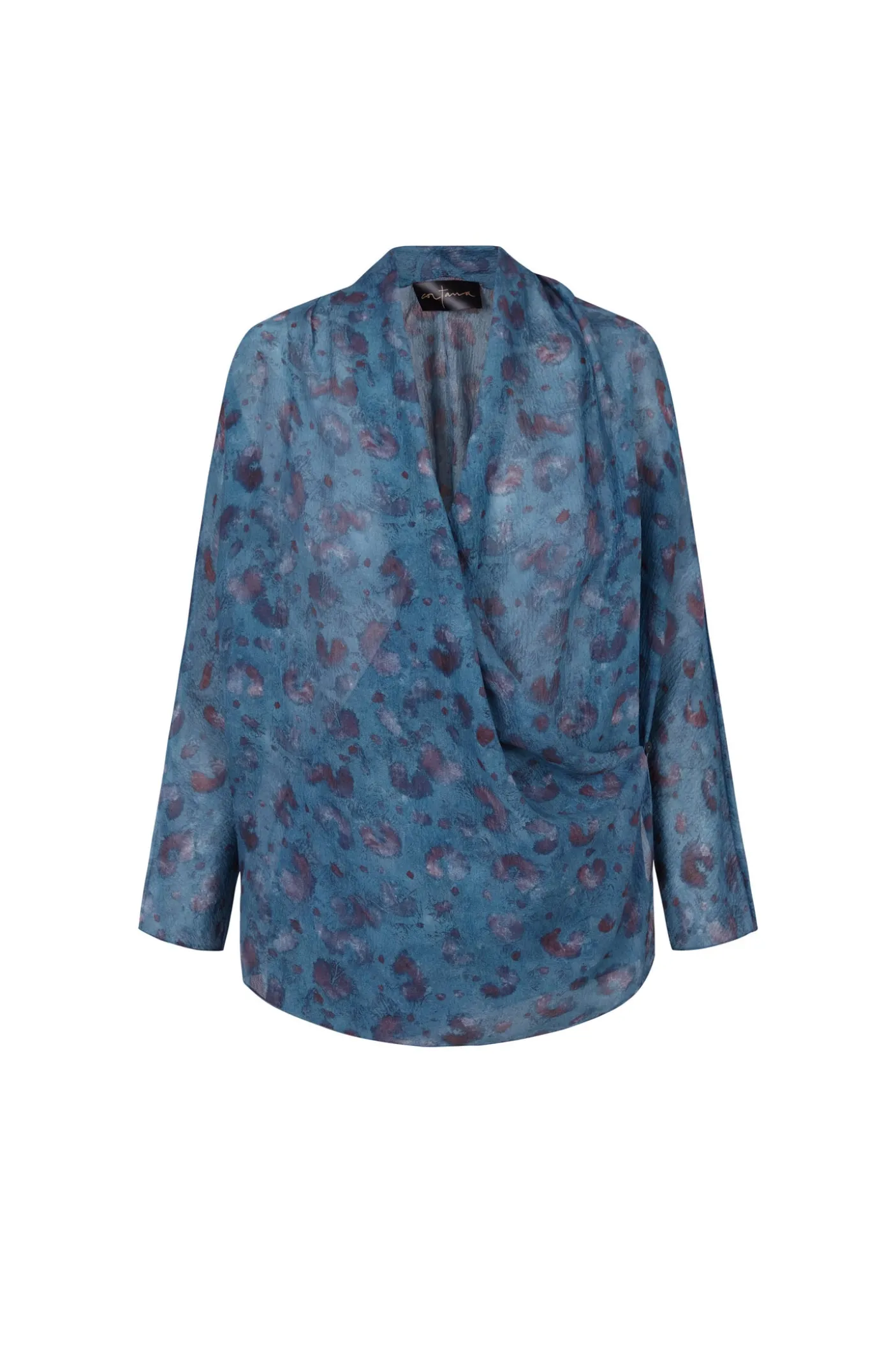 Sophia, island print silk blouse