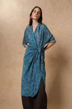 Sophia, island print silk blouse
