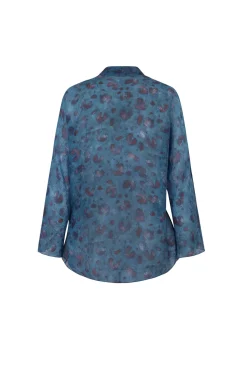 Sophia, island print silk blouse