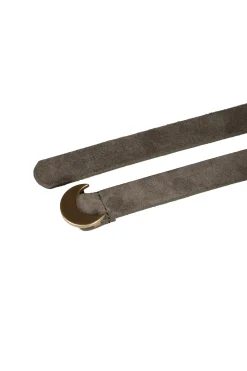Strip, belt in dark green suede