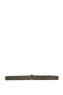 Strip, belt in dark green suede