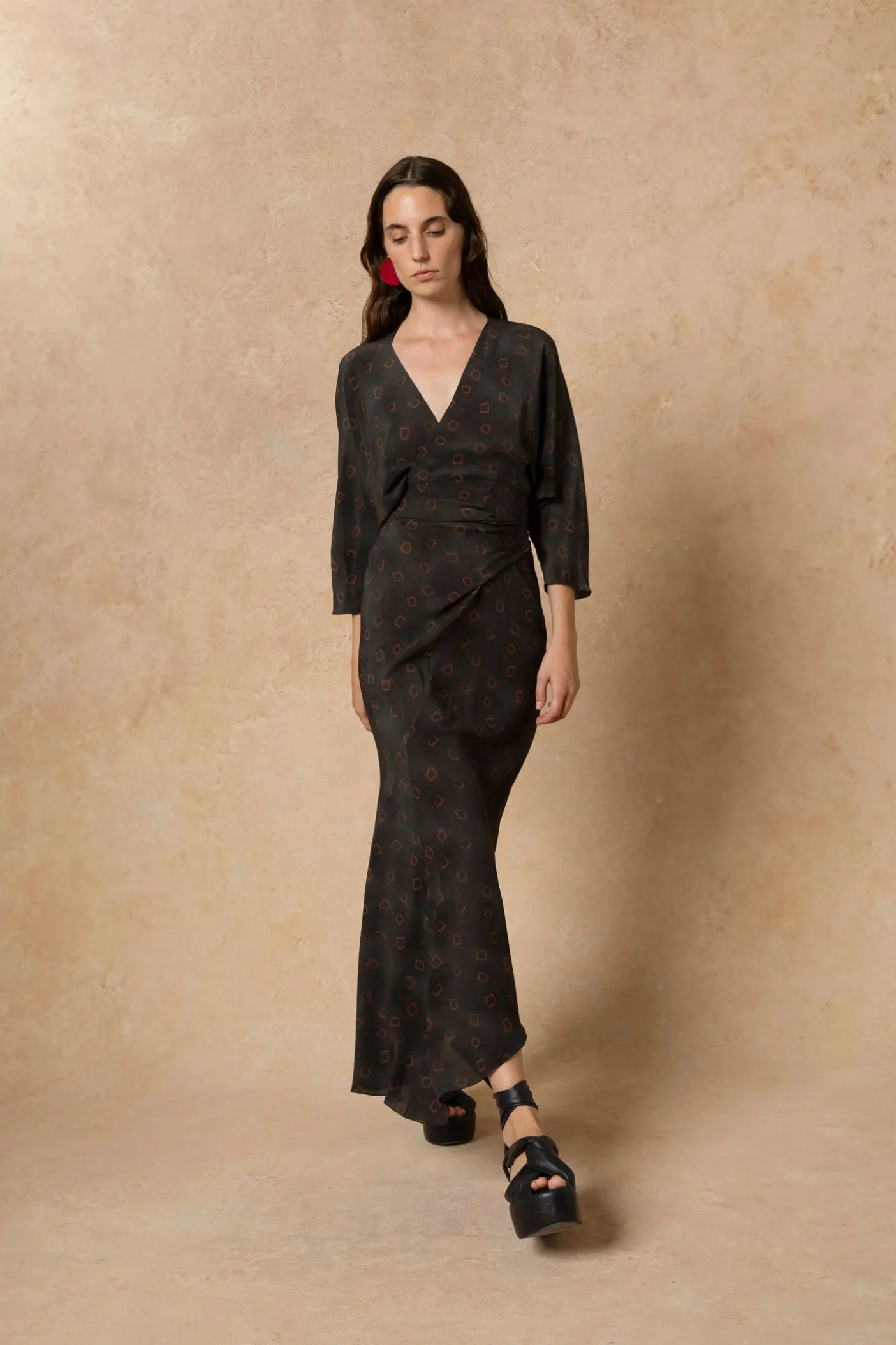 Tarantella, vestido en seda daria print