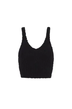 Tender, black baby camel and silk knit top