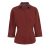 Theresa, red linen shirt