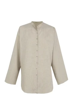 Tilo, gray and brown striped shirt