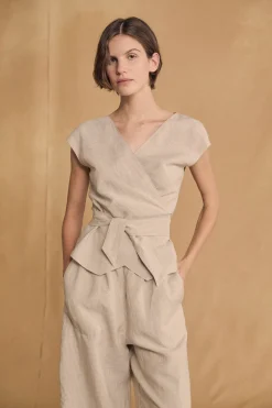 Tilo, gray and brown striped top