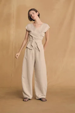Tilo, gray and brown striped pants