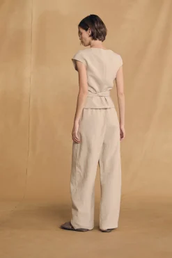 Tilo, gray and brown striped pants