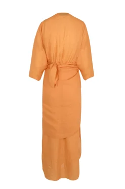 Tramonto, vestido midi de ramio mandarina