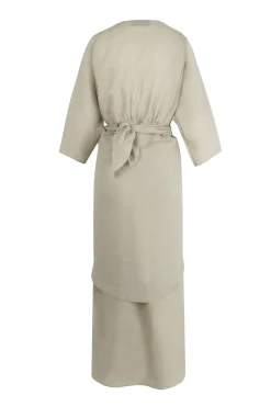 Tramonto, vestido midi de ramio verde salvia