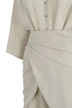 Tramonto, vestido midi de ramio verde salvia