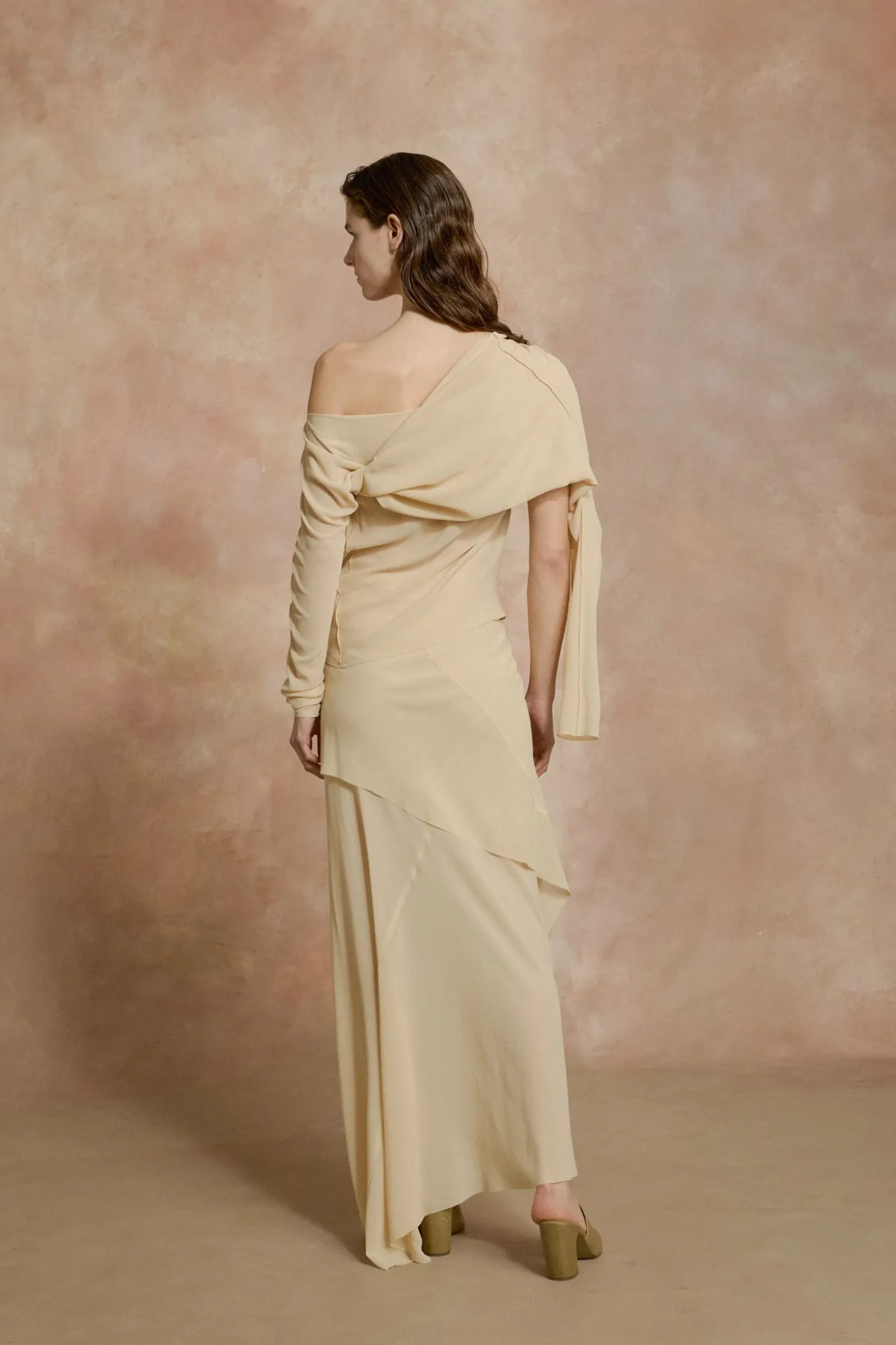 Trouble, beige silk top