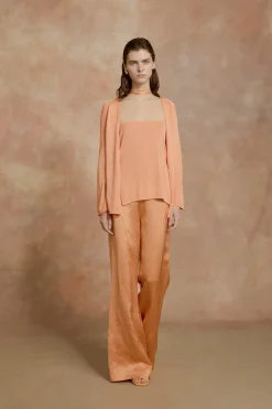 Tussa, cardigan de punto de seda mandarina