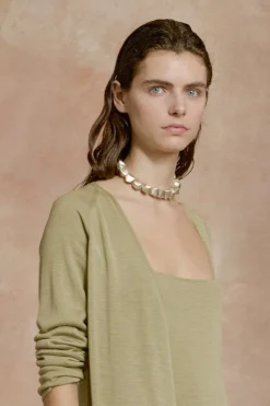 Tussa, cardigan de punto de seda verde