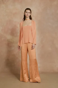 Tussa, cardigan de punto de seda mandarina