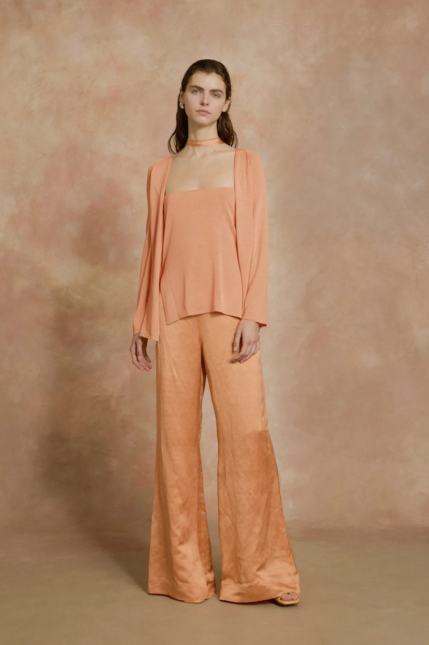 Tussa, cardigan de punto de seda mandarina