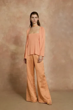 Tussa, cardigan de punto de seda mandarina