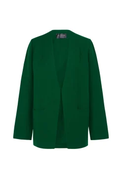 Viena, emerald green linen and virgin wool jacket