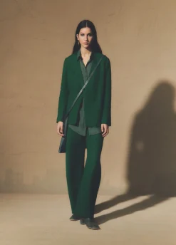 Viena, emerald green linen and virgin wool jacket