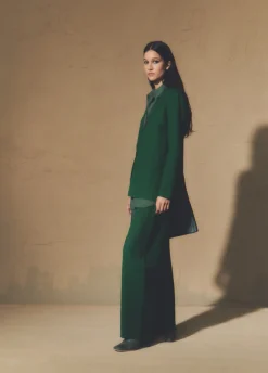 Viena, emerald green linen and virgin wool jacket
