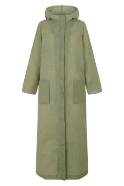 Wax, green waxed cotton raincoat