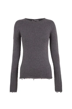 Winter, gray melange wool and cashmere sweater