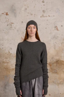 Winter, gray melange wool and cashmere sweater