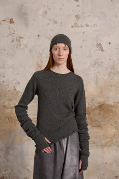 Winter, gray melange wool and cashmere sweater