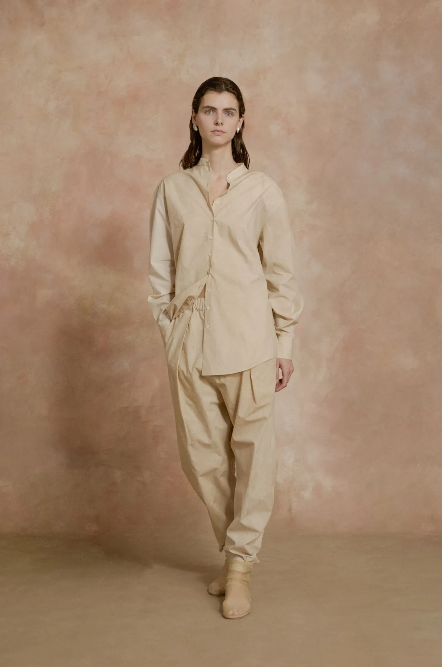 Yoko, fade beige poplin shirt