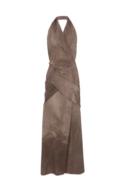 Yoko, fade cocoa halter dress