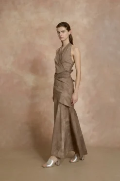 Yoko, fade cocoa halter dress