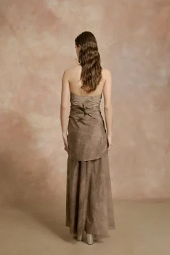 Yoko, fade cocoa halter dress