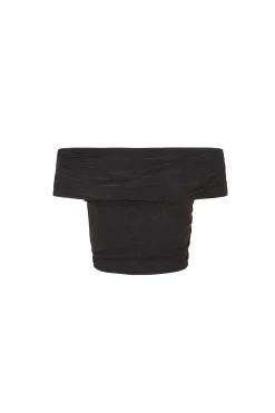 Zaida, graphite silk tulle crop top